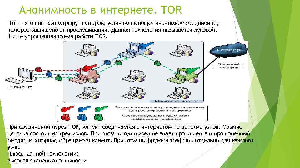 Анонимность в интернете. TOR Tor — это система маршрутизаторов, устанавливающая анонимное соединение, которое защищено