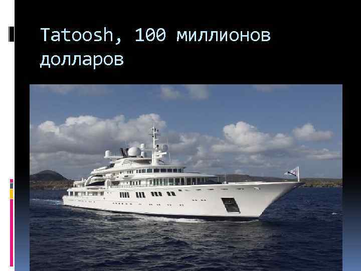 Tatoosh, 100 миллионов долларов 