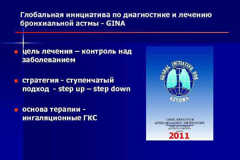 Глобальная инициатива по диагностике и лечению бронхиальной астмы - GINA цель лечения – контроль