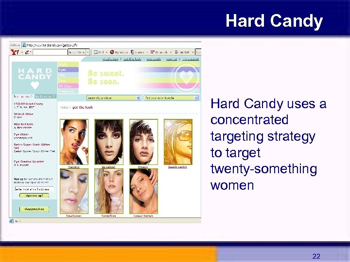 Hard Candy uses a concentrated targeting strategy to target twenty-something women 22 