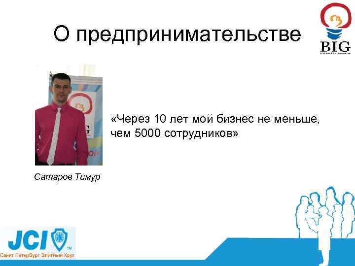 О предпринимательстве «Через 10 лет мой бизнес не меньше, чем 5000 сотрудников» Сатаров Тимур