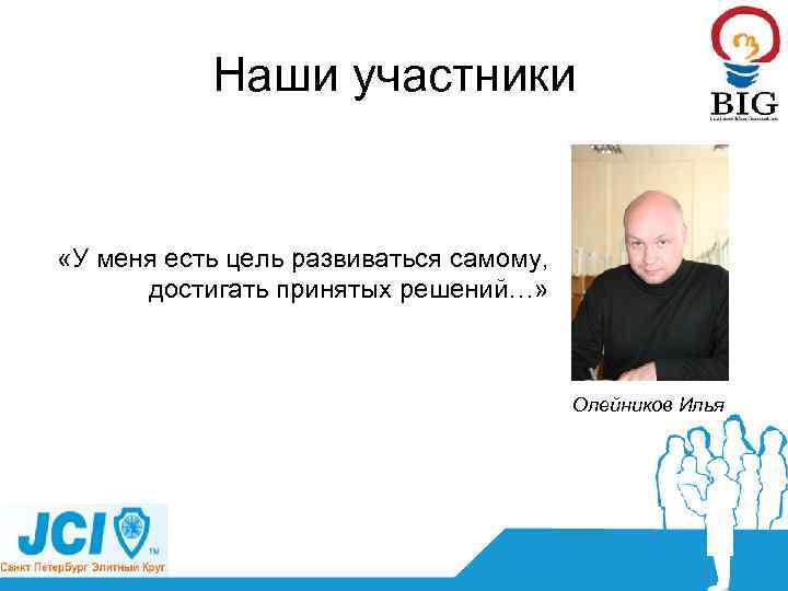 Наши участники «У меня есть цель развиваться самому, достигать принятых решений…» Олейников Илья 