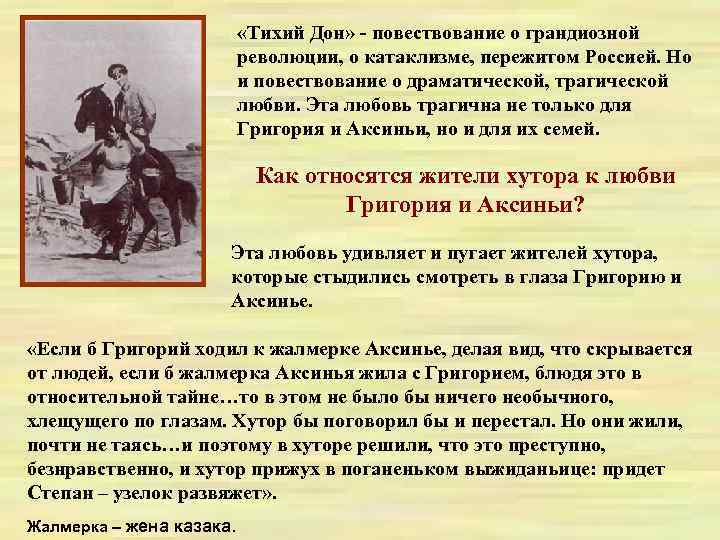  «Тихий Дон» - повествование о грандиозной революции, о катаклизме, пережитом Россией. Но и