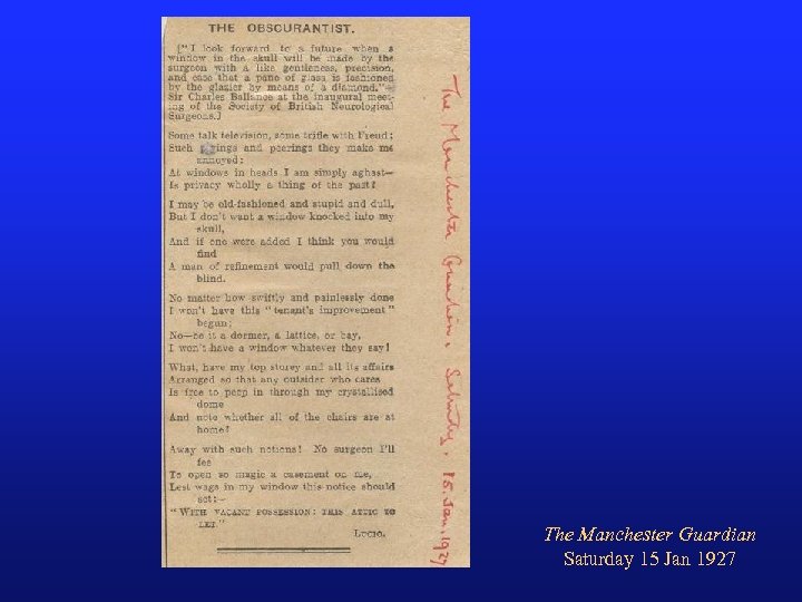 The Manchester Guardian Saturday 15 Jan 1927 