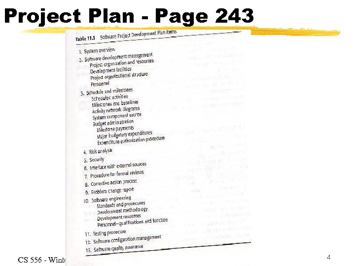 Project Plan - Page 243 CS 556 - Winter David Lash 4 