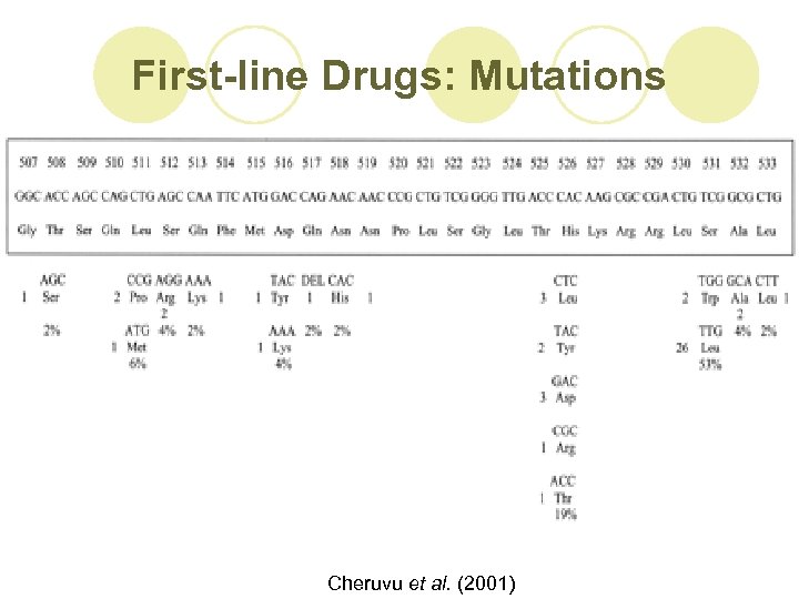 First-line Drugs: Mutations Cheruvu et al. (2001) 