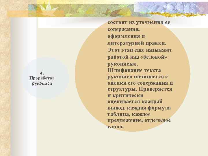 4. Проработка рукописи состоит из уточнения ее содержания, оформления и литературной правки. Этот этап