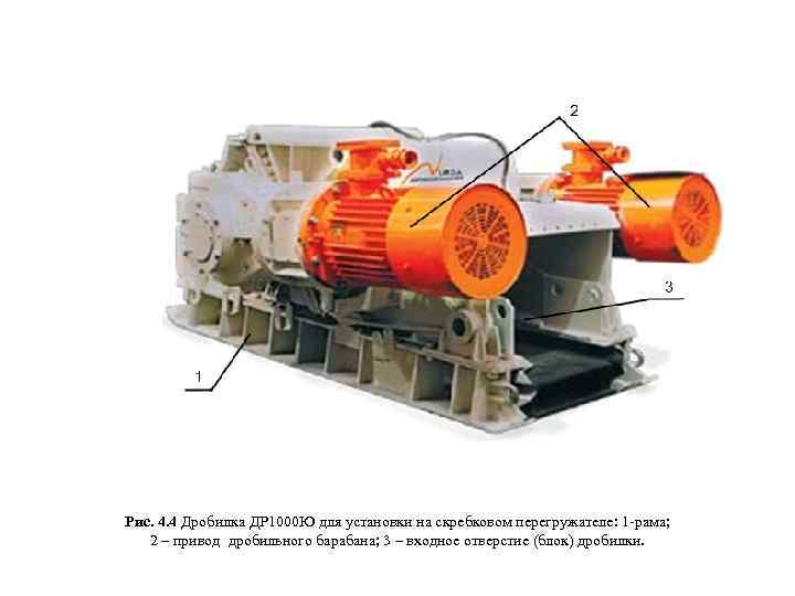 Рис. 4. 4 Дробилка ДР 1000 Ю для установки на скребковом перегружателе: 1 -рама;
