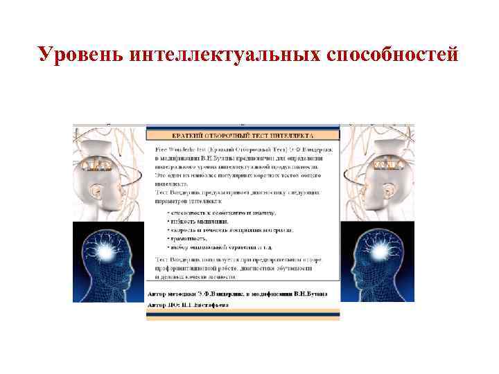 Уровень интеллектуальных способностей 