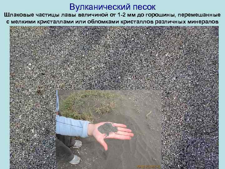 Вулканический песок Шлаковые частицы лавы величиной от 1 -2 мм до горошины, перемешанные с