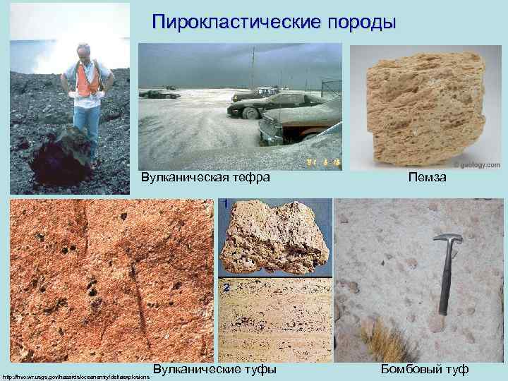  Пирокластические породы Вулканическая тефра http: //hvo. wr. usgs. gov/hazards/oceanentry/deltaexplosions Вулканические туфы Пемза Бомбовый