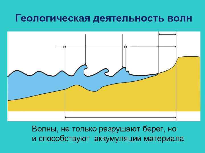 Геологическая деятельность волн Волны, не только разрушают берег, но и способствуют аккумуляции материала 