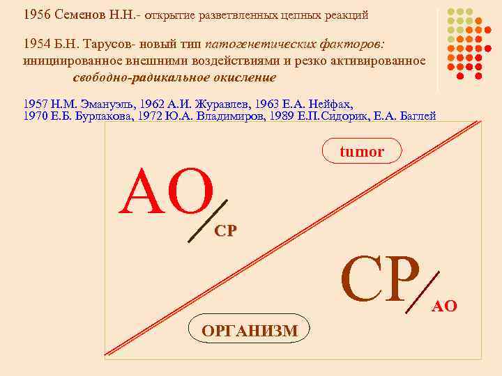 1956 Семенов Н. Н. - открытие разветвленных цепных реакций 1954 Б. Н. Тарусов- новый