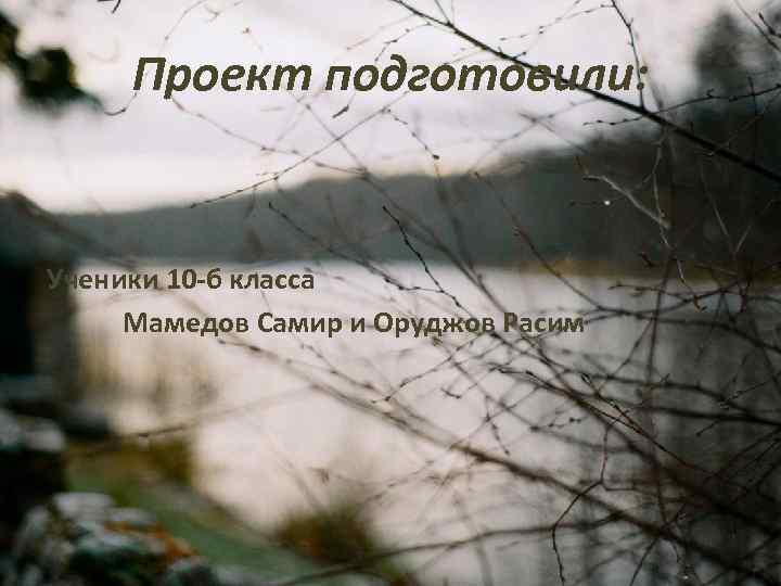 Проект подготовили: Ученики 10 -б класса Мамедов Самир и Оруджов Расим 