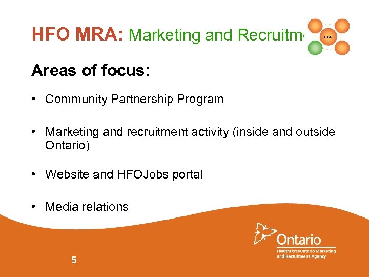 HFO MRA: Marketing and Recruitment Areas of focus: • Community Partnership Program • Marketing
