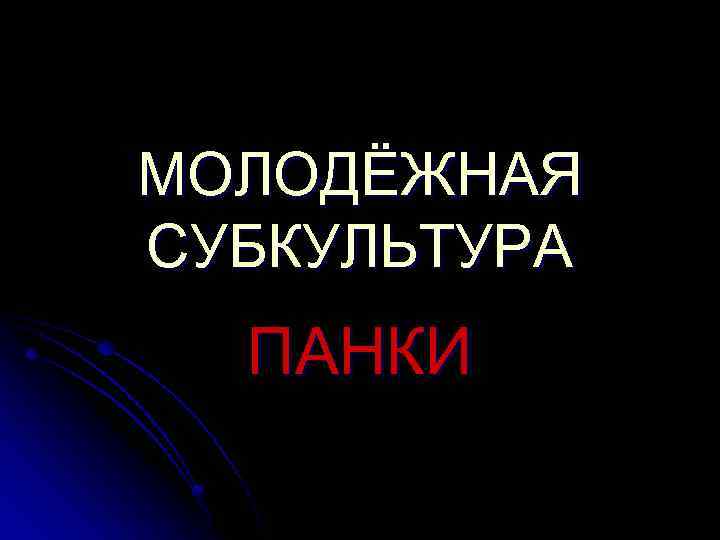 МОЛОДЁЖНАЯ СУБКУЛЬТУРА ПАНКИ 