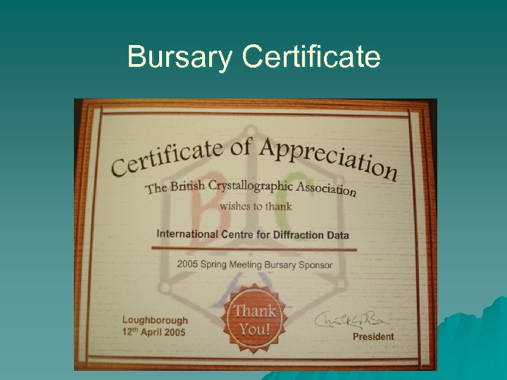 Bursary Certificate 