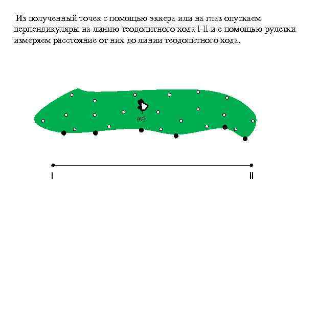 Из полученный точек с помощью эккера или на глаз опускаем перпендикуляры на линию теодолитного