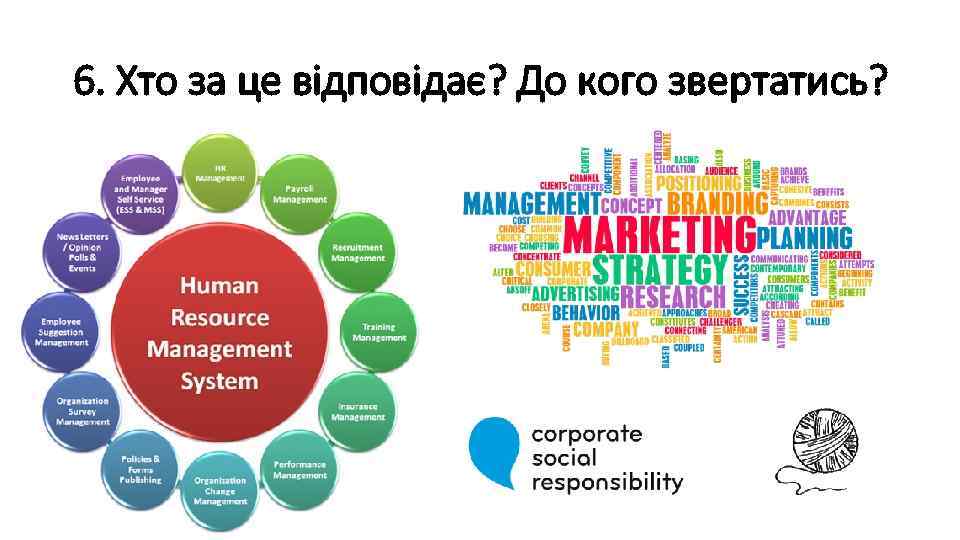 6. Хто за це відповідає? До кого звертатись? 