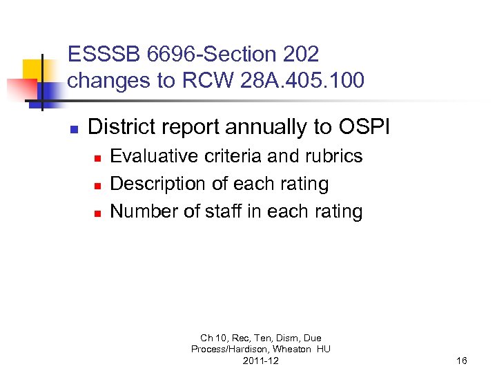 ESSSB 6696 -Section 202 changes to RCW 28 A. 405. 100 n District report