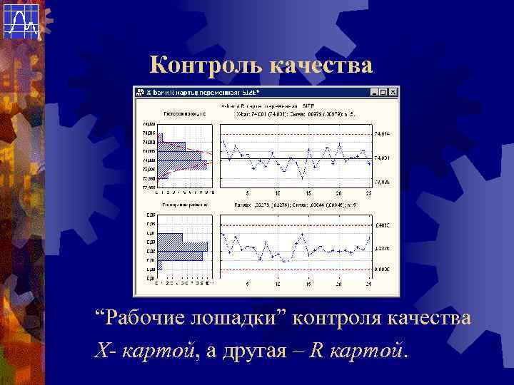 Контроль качества “Рабочие лошадки” контроля качества Х- картой, а другая – R картой. 