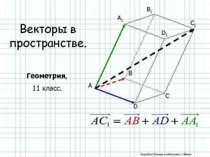 B 1 A 1 Векторы в пространстве. D 1 B Геометрия, Геометрия 11 класс.