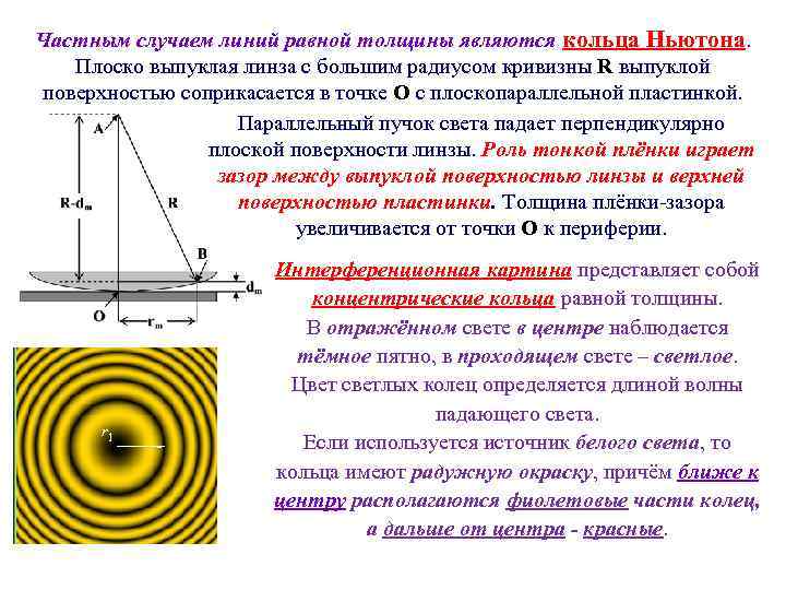 Как изменится интерференционная картина при наблюдении колец ньютона в проходящем свете