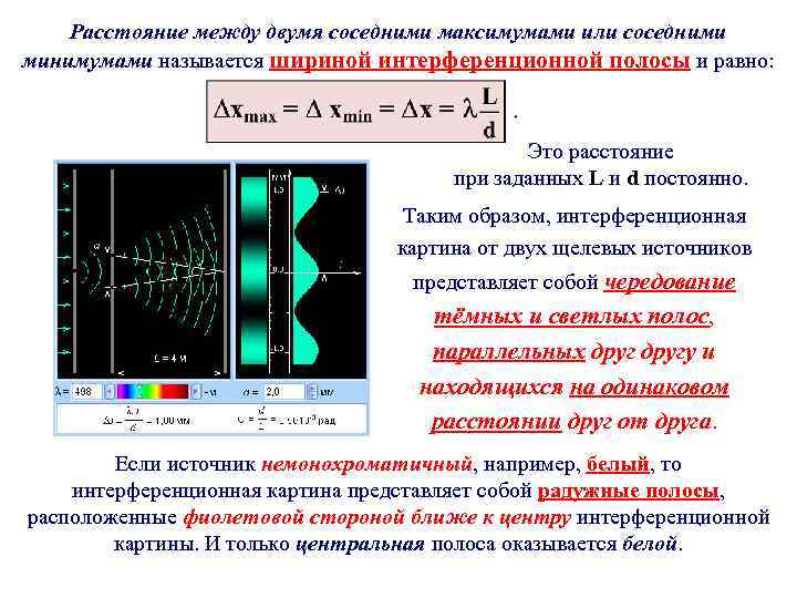 Расстояние между соседними максимумами на экране