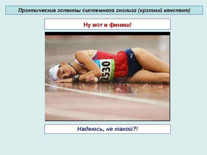 Практические аспекты системного анализа (краткий конспект) Ну вот и финиш! Надеюсь, не такой? !