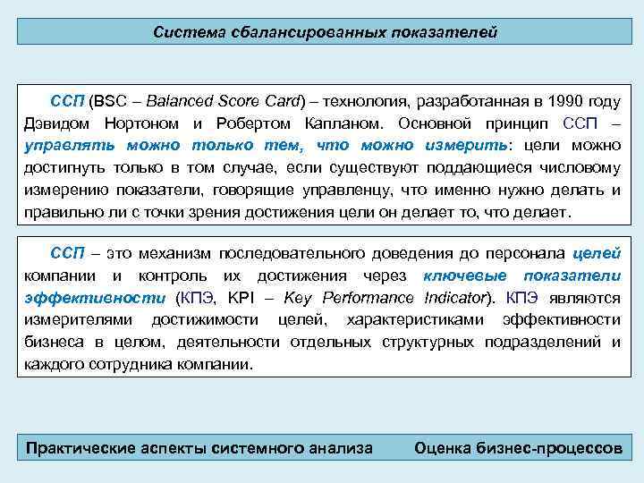 Система сбалансированных показателей ССП (BSC – Balanced Score Card) – технология, разработанная в 1990