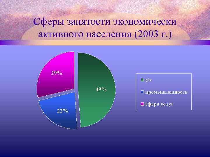 Сферы занятости экономически активного населения (2003 г. ) 