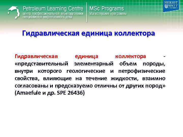 Гидравлическая единица коллектора «представительный элементарный объем породы, внутри которого геологические и петрофизические свойства, влияющие