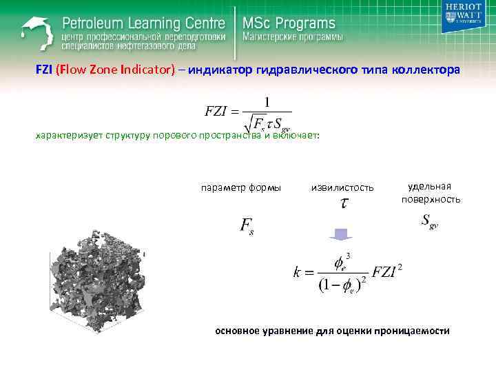 FZI (Flow Zone Indicator) – индикатор гидравлического типа коллектора характеризует структуру порового пространства и