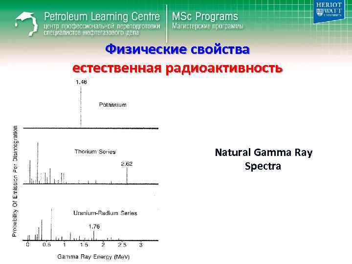 Физические свойства естественная радиоактивность Natural Gamma Ray Spectra 