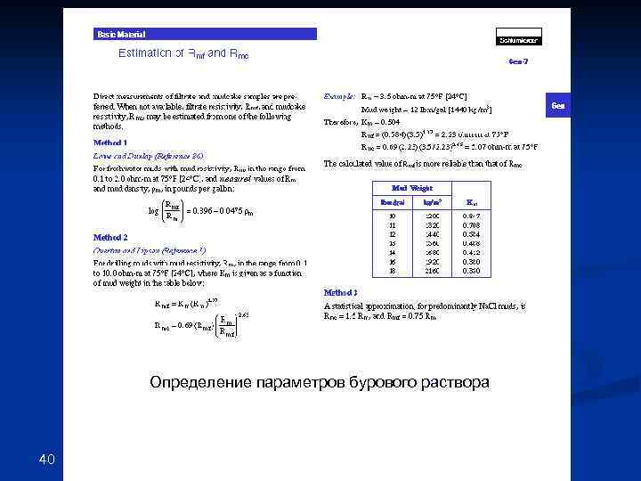 Определение параметров бурового раствора 40 