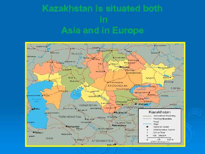 Kazakhstan is situated both in Asia and in Europe 