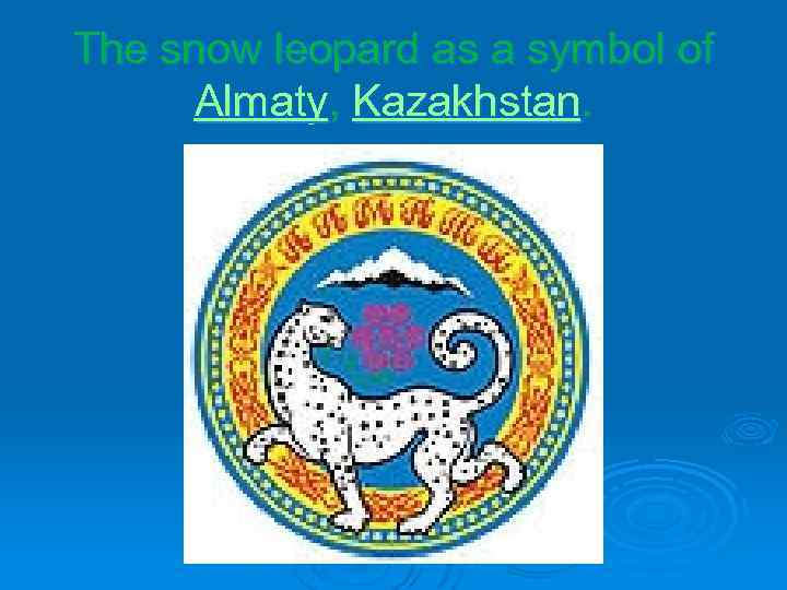 The snow leopard as a symbol of Almaty, Kazakhstan. 
