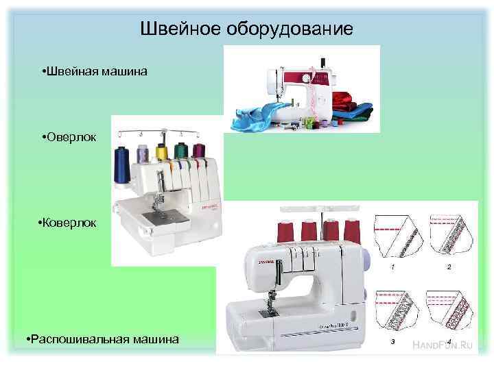 Швейное оборудование • Швейная машина • Оверлок • Коверлок • Распошивальная машина 