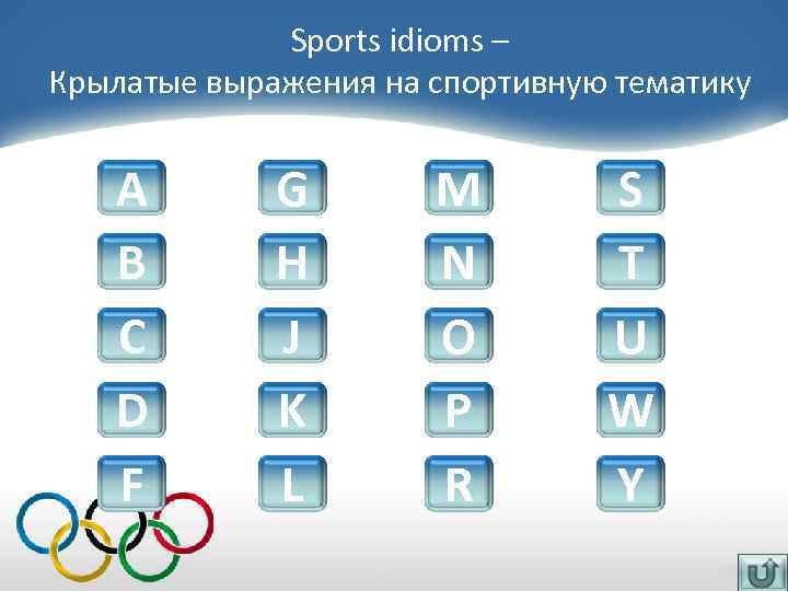 Sports idioms – Крылатые выражения на спортивную тематику A B C D F G