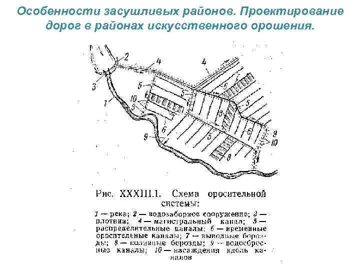 Особенности засушливых районов. Проектирование дорог в районах искусственного орошения. 