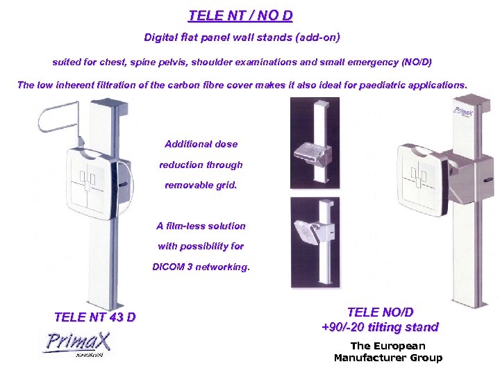 TELE NT / NO D Digital flat panel wall stands (add-on) suited for chest,