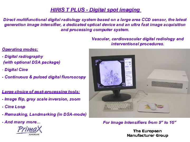 HIRIS T PLUS - Digital spot imaging Direct multifunctional digital radiology system based on