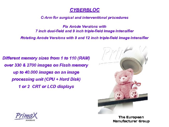 CYBERBLOC C-Arm for surgical and interventional procedures Fix Anode Versions with 7 inch dual-field