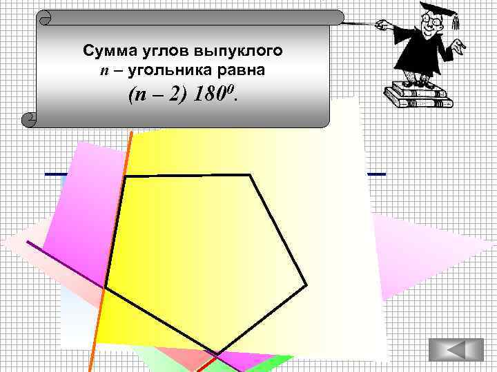 Прямоугольник называется Сумма углов выпуклого выпуклым, если он лежит по одну п – угольника