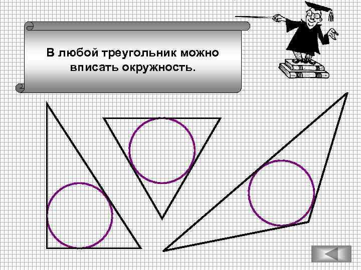 В любой треугольник можно вписать окружность. 