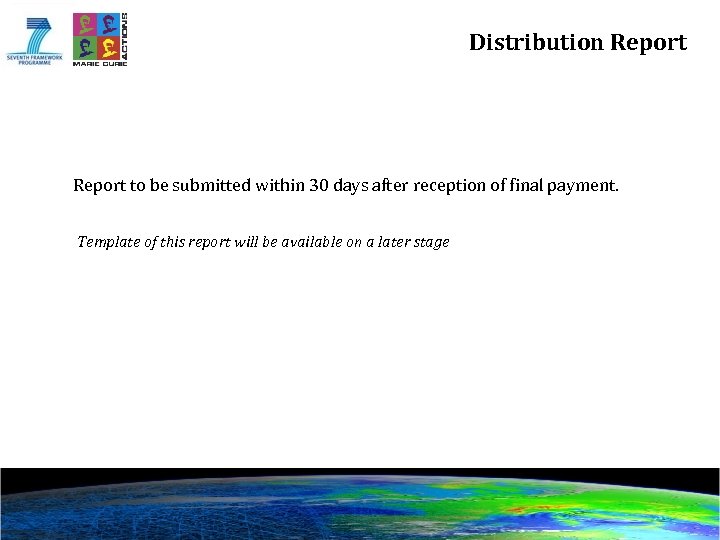 Distribution Report to be submitted within 30 days after reception of final payment. Template