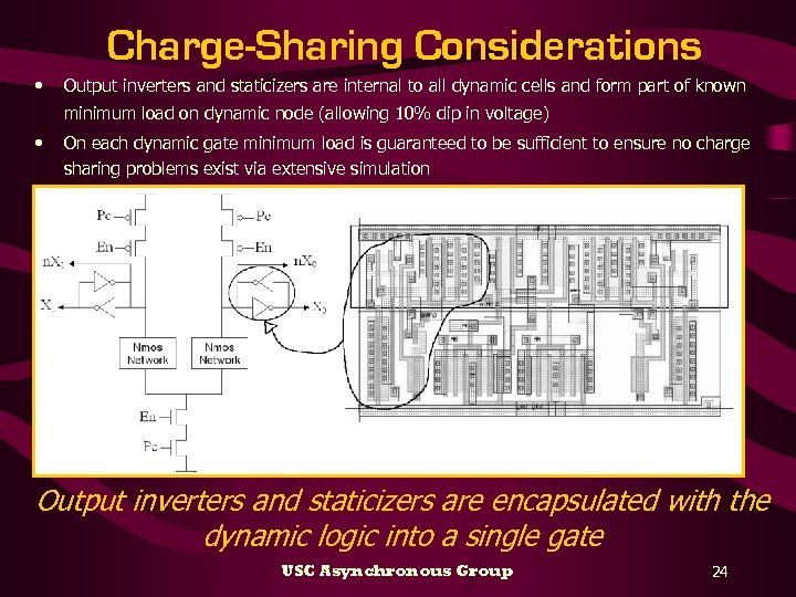 Charge-Sharing Considerations • Output inverters and staticizers are internal to all dynamic cells and