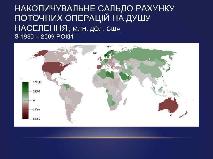 НАКОПИЧУВАЛЬНЕ САЛЬДО РАХУНКУ ПОТОЧНИХ ОПЕРАЦІЙ НА ДУШУ НАСЕЛЕННЯ, МЛН. ДОЛ. США З 1980 –