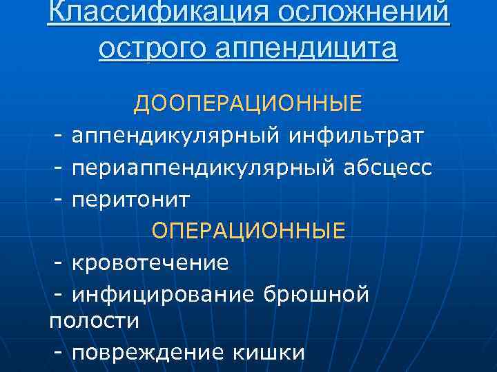 Послеоперационные осложнения острого аппендицита