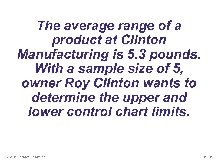 The average range of a product at Clinton Manufacturing is 5. 3 pounds. With